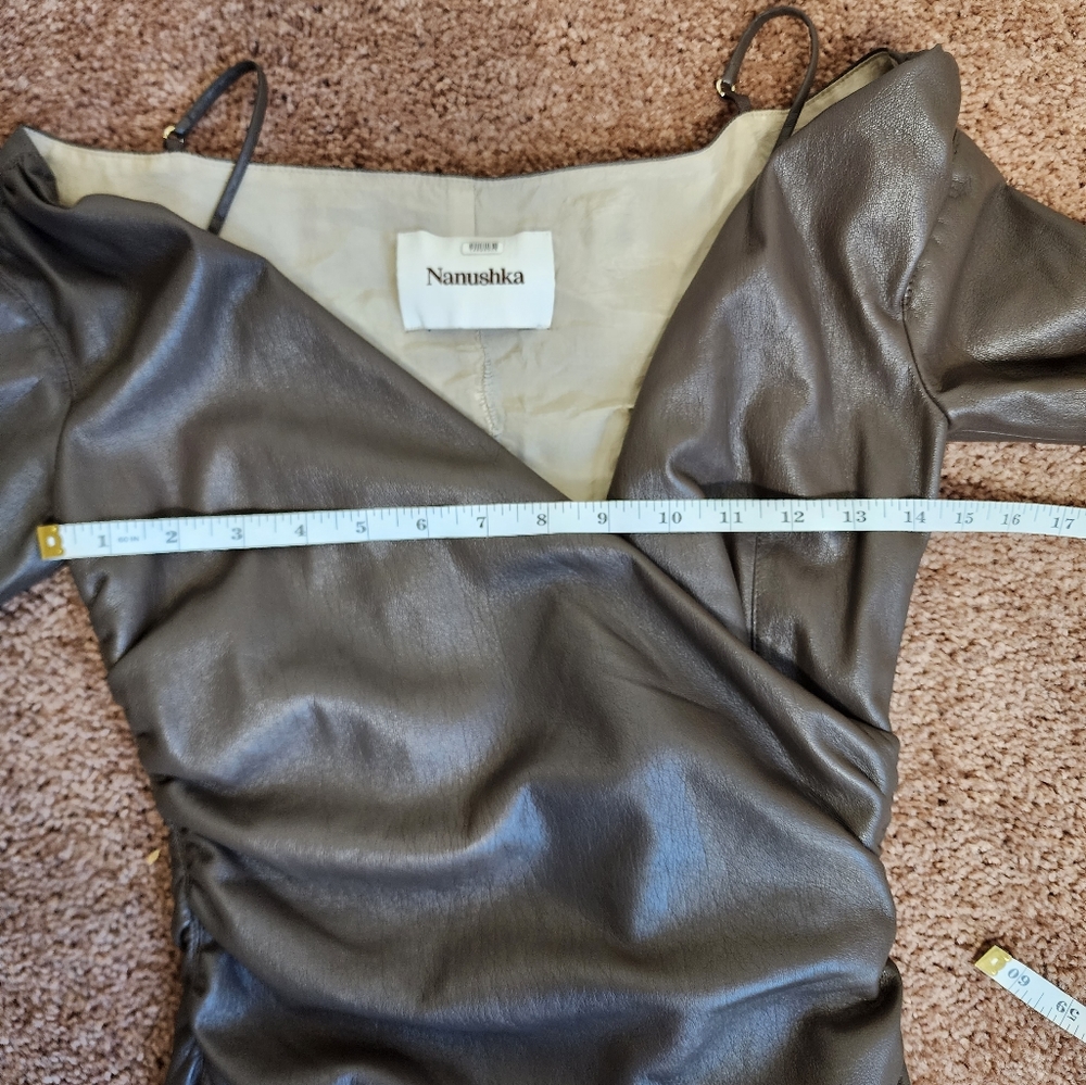 Nanushka Faux Leather Moha Mini Dress In Brown Size XS - Picture 12 of 15